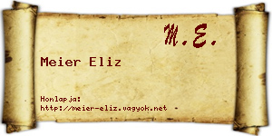 Meier Eliz névjegykártya